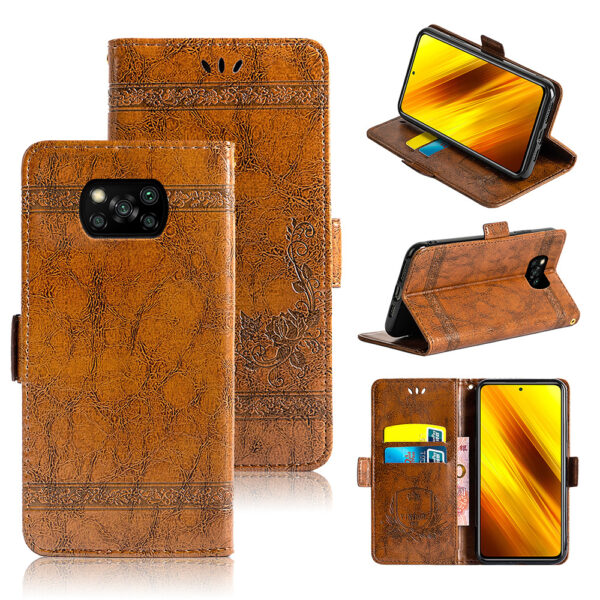 POCO X Serie Mode PU Ölwachsleder POCO X3 NFC Handyhülle #1821