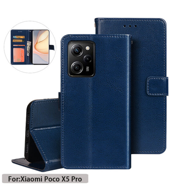 POCO X Serie POCO X5 Pro 5G Handyhülle Einfarbig Geschäft PU #1825